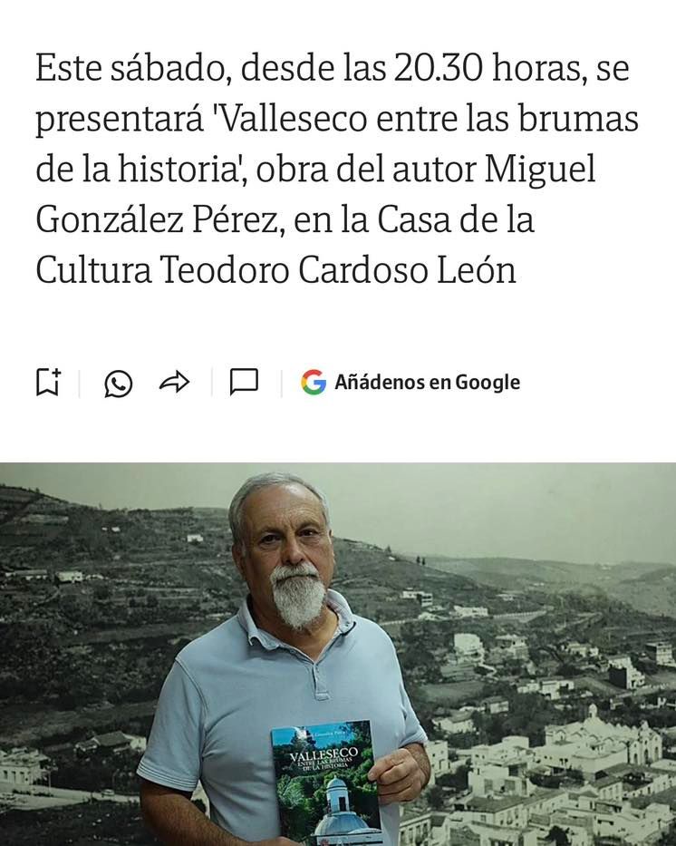 Book Presentation: "Valleseco entre las brumas de la historia"