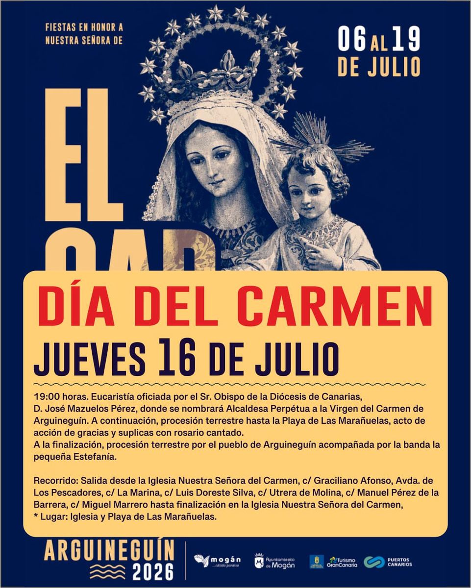 Fiestas del Carmen Arguineguín 2026: Mass and Procession