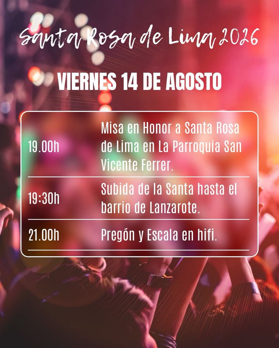 Programa Fiestas Santa Rosa de Lima 2026