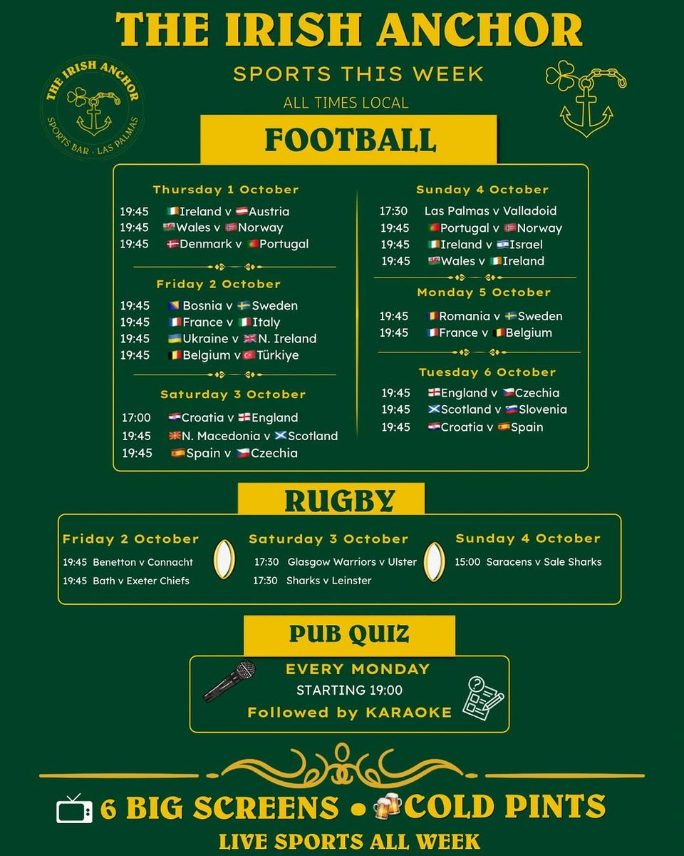 Football screenings at The Irish Anchor
