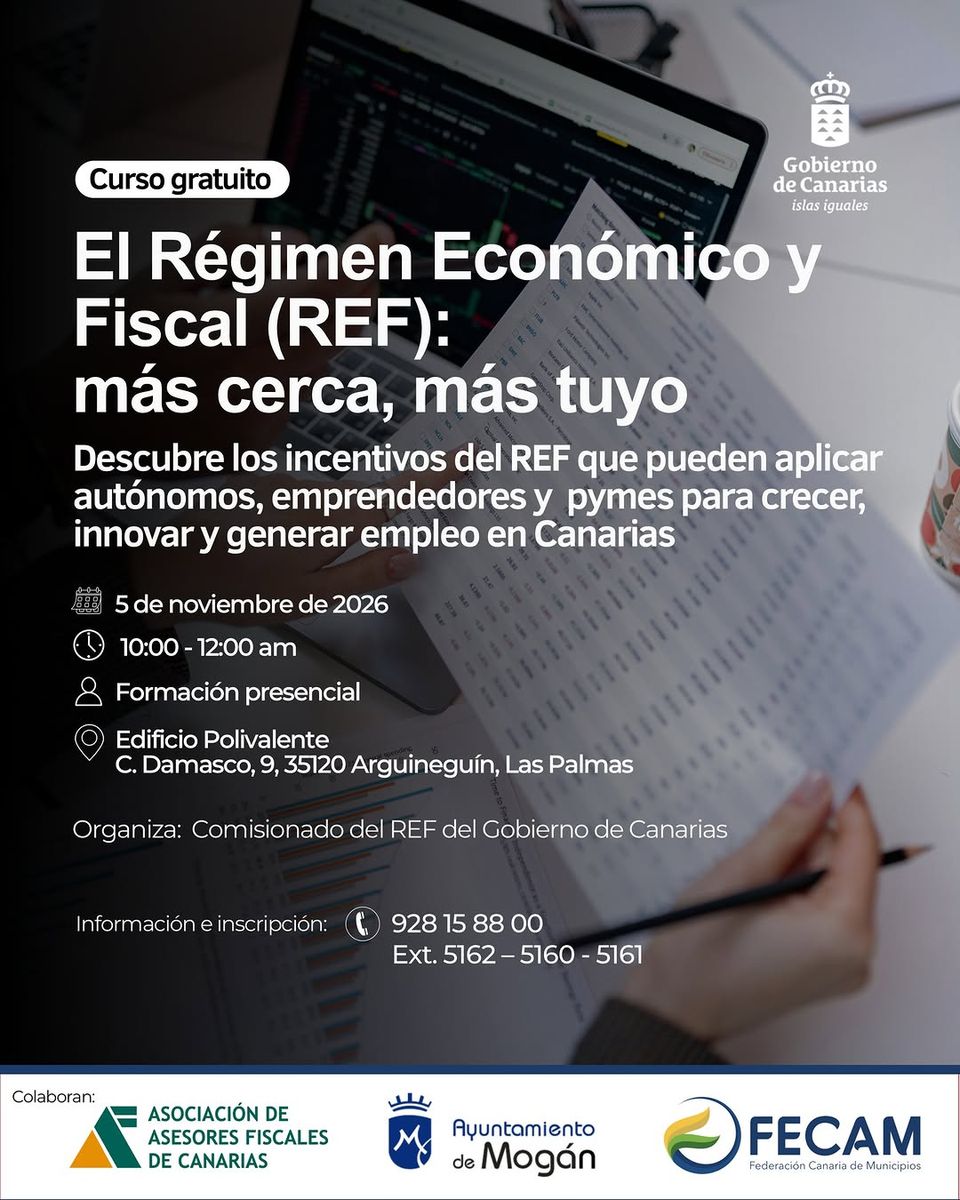 Curso gratuito sobre el Régimen Económico y Fiscal de Canarias (REF)